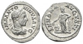 Elagabalus, 218-222 Denarius circa 219-220, AR 19.5mm., 3.05g. Laureate and draped bust r. Rev. Annona standing l., holding grain-ears over modius and...