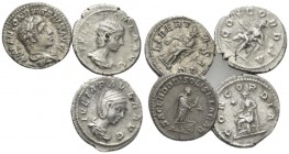 Elagabalus, 218-222 Lot of 4 Denarii circa 218-222, AR 19mm., 11.19g. Lot of four denarii: including Elagabalus (RIC 131 and RIC 107) and Julia Paula ...