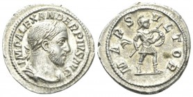 Severus Alexander, 222-235 Denarius circa 231-235, AR 21mm., 3.13g. Laureate and draped bust r. Rev. Mars advancing r. in military attire. C 161. RIC ...