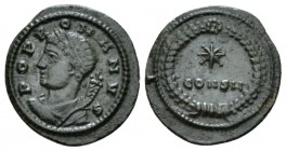 Constantine I, 307-337 Æ Constantinople circa 330, Æ 14.5mm., 1.10g. POP ROMANVS, laureate and draped bust of Genius left, cornucopia over shoulder. R...