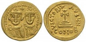 Heraclius, 610 – 641, with colleagues from 613 Solidus circa 626-629, AV 21mm., 4.35g. Facing busts of Heraclius on l. and Heraclius Constantine on r....