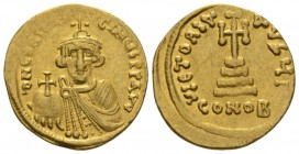 Constans II, September 641 – 15 July 678, with colleagues from 654 Solidus circa 641-644, AV 19.5mm., 4.45g. d N CONSTAN – TINYS P P AVG Bust facing, ...