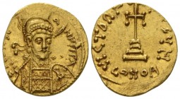 Constantine IV, Pogonatus 13 April 654 – 10 July 685 Solidus 681-685, AV 18mm., 4.24g. P CONST – AN – YS PP A Bust, three-quarters facing, wearing hel...