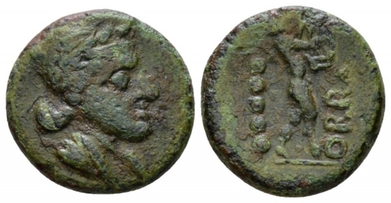 Apulia, Orra Quincunx circa 210-150, Æ 16.5mm., 3.89g. Draped bust of Venus r., ...
