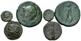 Bruttium, Hipponium. Rhegium. Lot of 3 Bronzes circa 425-300, Æ 16mm., 11.05g. Lot of 3 bronzes, including: Hipponium (Head of Zeus/Amphora. Historia ...