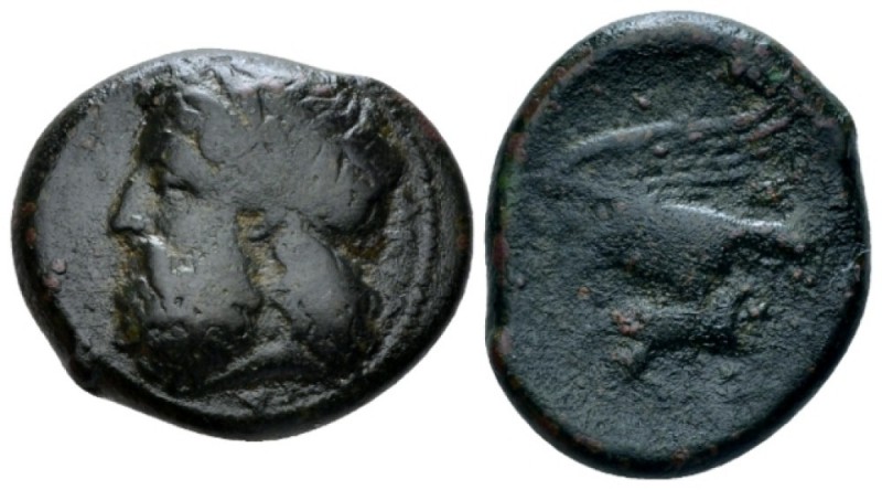 Sicily, Agrigentum Bronze circa 338-287, Æ 18mm., 7.30g. Laureate head of Zeus l...