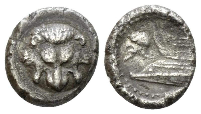 Sicily, Messana-Zankle Diobol circa 493-448 (Samian occupation), AR 11mm., 1.28g...