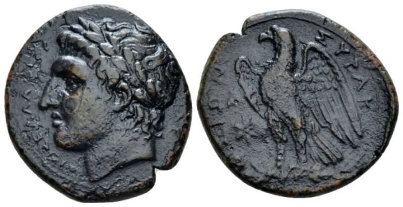 Sicily, Hiketas II, 287-278. Syracuse Litra circa 283-279, Æ 23mm., 8.47g. Laure...
