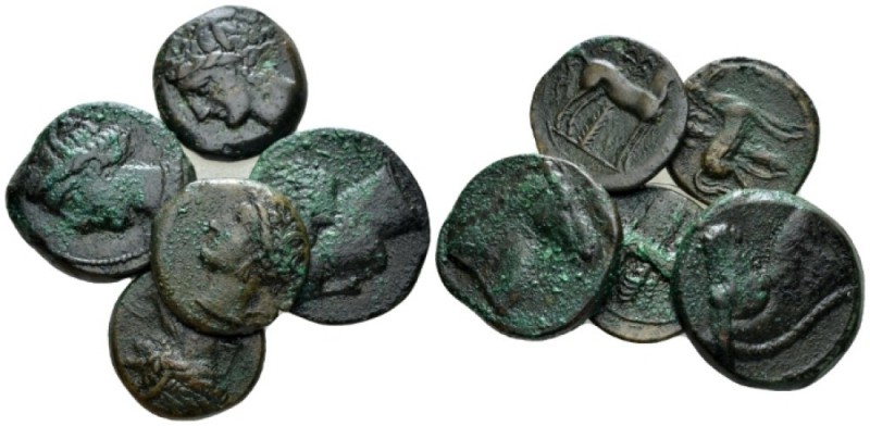 The Carthaginians in Sicily and North Africa, Lot of 5 Bronzes circa 300-241, Æ ...