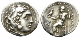 Kingdom of Macedon, Uncertain mint Drachm circa 323-280, AR 18mm., 4.21g. Head of Herakles r., wearing lion skin. Rev, Zeus Aëtophoros seated l.; in l...
