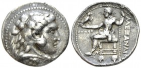 Kingdom of Macedon, Alexander III, 336 – 323 Ake Tetradrachm circa 312-311, AR 27mm., 16.77g. Head of Herakles right, wearing lion skin. Rev. Zeus Aët...