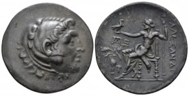 Kingdom of Macedon, Alexander III, 336 – 323 Temnos Tetradrachm circa 188-170, AR 36mm., 16.40g. Head of Herakles r., wearing lion skin headdress. Rev...