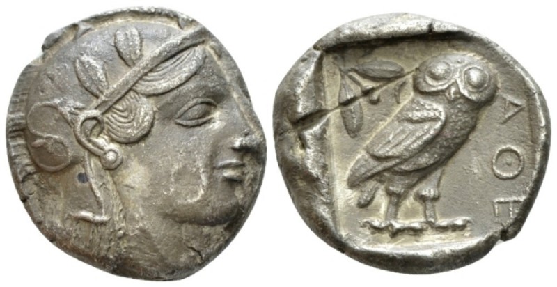 Attica, Athens Tetradrachm circa 455-450, AR 23mm., 16.77g. Head of Athena r., w...