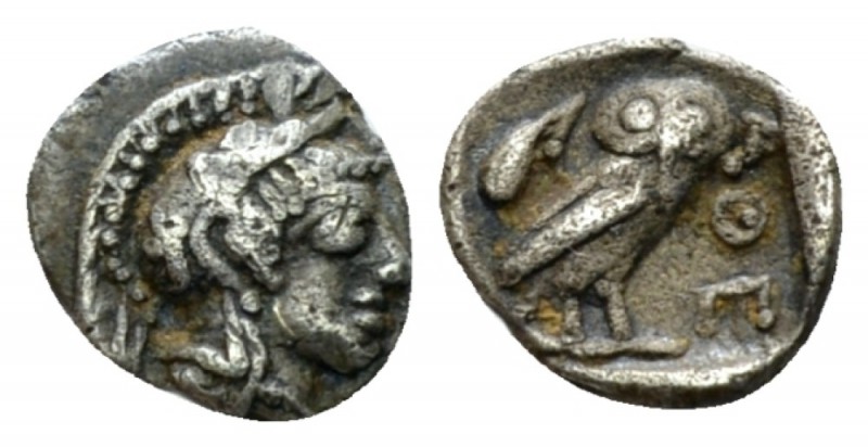 Attica, Athens Hemiobol after 449, AR 6mm., 0.34g. Head of Athena r., wearing At...