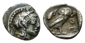Attica, Athens Hemiobol after 449, AR 6mm., 0.34g. Head of Athena r., wearing Attic helmet decorated with olive leaves and palmette. Rev. Owl standing...
