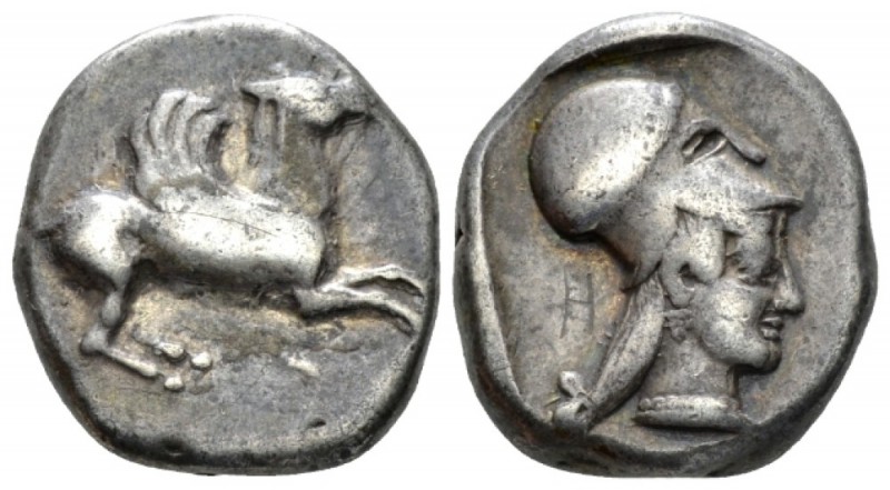 Corinthia, Corinth Stater circa 480-400, AR 18mm., 8.39g. Pegasos flying l. Rev....