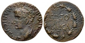 Hispania, Segobriga Gaius, 37-41 Semis circa 37-41, Æ 20.5mm., 3.89g. Laureate head l. Rev. SEGO/BRIGA in two lines within wreath. RPC 477

Light br...
