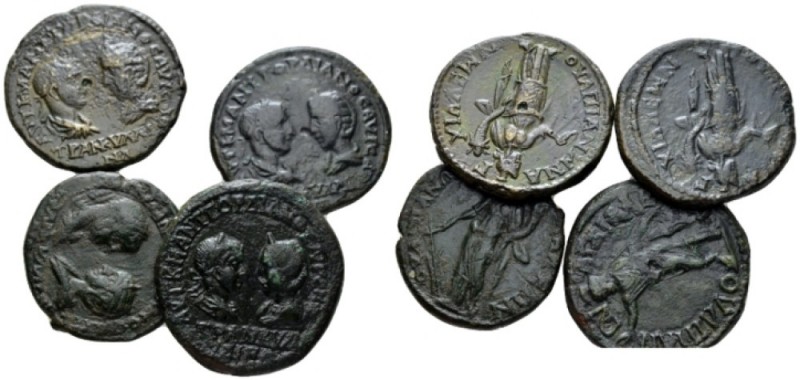 Thrace, Anchialus Gordian III, 238-244 Lot of 4 coins circa 238-244, Æ 20mm., 46...