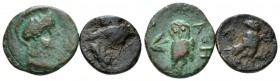 Attica, Athens Lot of 2 bronzes circa, Æ 16mm., 3.73g. Helmeted head of Athena r. Rev. Owl standing r. Svoronos Pl. 87, 23 and Pl. 88, 54.

Good Fin...