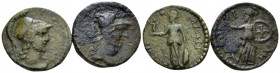 Attica, Athens Pseudo-autonomous issue Lot of 2 Bronzes. circa 264-267 ( Time of Gallienus)., Æ 22.5mm., 13.01g. Lot of 2 bronzes: Helmeted head of At...