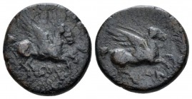 Corinthia, Corinth Tiberius, 14-37 Semis circa 32-33, Æ 15.5mm., 3.41g. Pegasu flying r. Rev. Pegaus flying r. BCD Corinth 394 (this coin).

About V...