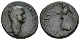 Corinthia, Corinth Domitian, 81-96 Bronze circa 81-96, Æ 20mm., 8.08g. Laureate head r. Rev. Nike advancing l., holding wreath. RPC 205. BCD 564.

N...