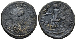 Bithynia, Nicaea Valerian I, 253-260 Bronze circa 235-260, Æ 25.5mm., 8.38g. Radiate, draped and cuirassed bust r. Rev. Cybele seated l., holding pate...