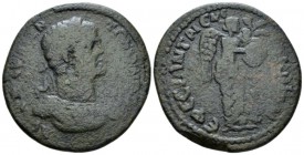 Ionia, Ephesus Caracalla, 198-217 Bronze circa 198-217, Æ 35.5mm., 18.35g. Laureate, draped and cuirassed bust r. Rev. Nike inscribing shield placed o...
