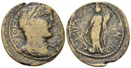 Caria, Tabae Gallienus, 253-268 12 Assaria circa 253-268, Æ 29mm., 11.28g. Laureate, draped, and cuirassed bust r. Fortuna standing l., holding rudder...