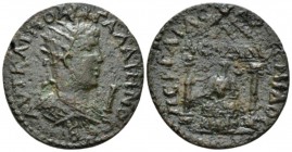 Pamphilia, Perga Gallienus, 253-268 10 Assaria 253-268, Æ 30mm., 14.44g. Radiate, draped and cuirassed bust r.; in front, I (mark of value). Rev. Cult...