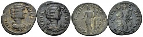 Pisidia, Antioch Julia Domna, wife of Septimius Severus Lot of 2 Bronzes 193-217, Æ 22mm., 9.76g. Draped bust r. Rev. Tyche standing l.; holding cornu...