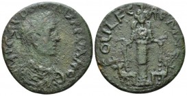 Pisidia, Cremna Aurelian, 270-275 Bronze circa 270-275, Æ 30mm., 11.51g. Laureate, draped and cuirassed bust r. Rev: COL I AG F CRЄMNЄ Facing statue o...