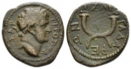 Decapolis, Gadara Titus Caesar, 69-79 Bronze circa 73-74, Æ 18mm., 4.73g. TITOΣ KA-IΣAP Laureate head of Titus r. Rev. ΓAΔAP-E-ΩN Crossed cornuacopiae...