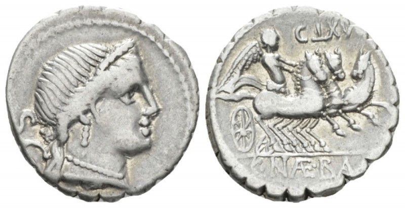 C. Naevius Balbus. Denarius serratus CIRCA 80, AR 17.5mm., 3.97g. Diademed head ...