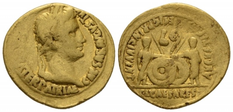 Octavian as Augustus, 27 BC – 14 AD Aureus Lugdunum circa 2BC - 4 AD, AV 21.5mm....