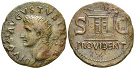 Divus Augustus. As circa 22/23-30, Æ 30mm., 9.91g. Radiate head of Augustus l. Rev. S – C Altar enclosure with double-paneled door. C 228. RIC Tiberiu...