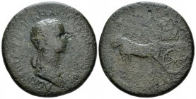 Agrippina Junior, wife of Claudius Sestertius circa 50-54 uncertain Balkan mint, Æ 36.5mm., 24.49g. Draped bust r., hair falling in long plait at the ...