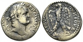 Vespasian, 69-79 Tetradrachm Antioch circa 69-70, AR 26.5mm., 14.92g. Laureate head r. Rev. Eagle standing l with open wings and wreath in beak; in l....