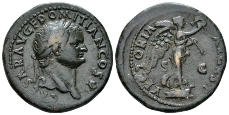 Domitian caesar, 68-81. As circa 77-78, Æ 29.5mm., 11.06g. Laureate head r. Rev....