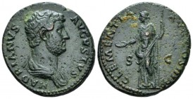 Hadrian, 117-138 As circa 132-134, Æ 25.5mm., 10.06g. Bare-headed and draped bust r. Rev. Clementia standing l., holding patera and sceptre. C –. RIC ...