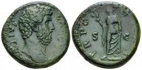 Aelius Caesar, 136-138 Sestertius circa 137, Æ 31mm., 24.98g. Bare head r. Rev. Spes advancing l., holding flower and raising skirt. C 56. RIC Hadrian...