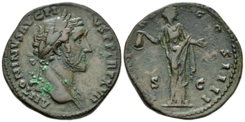 Antoninus Pius, 138-161 Sestertius circa 153-154, Æ 32mm., 24.52g. Laureate head...