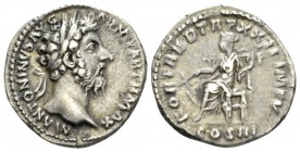 Marcus Aurelius, 161-180 Denarius 168-169, AR 18.5mm., 3.22g. M ANTONINVS AVG ARM PARTH MAX Laureate head r. Rev. FORT RED TR P XXIII IMP V Fortuna se...