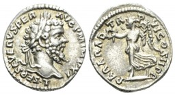 Septimius Severus, 193-211 Laodicea circa 198, AR 18.5mm., 2.99g. Laureate head r. Rev. Victory advancing l., holding wreath and palm. C 695. RIC 499...