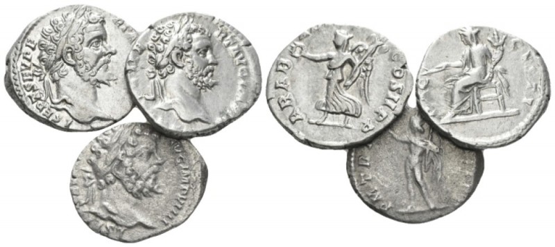 Septimius Severus, 193-211 Lot of 3 Denarii circa 194-197, AR 20mm., 8.76g. Lot ...