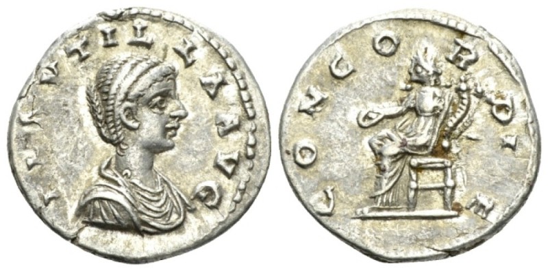 Plautilla, wife of Caracalla Denarius Laodicaea circa 202, AR 19.5mm., 3.10g. Dr...