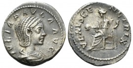 Julia Paula, wife of Elagabalus Denarius circa 219-220, AR 19mm., 3.28g. Draped bust r. Rev. Concordia seated l., holding patera; in l. field, star. C...