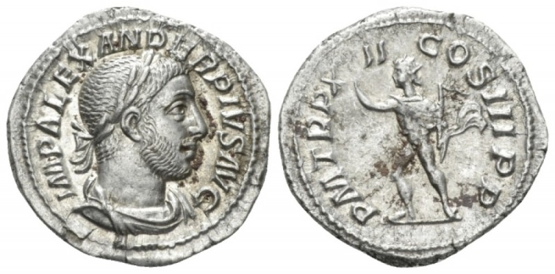 Severus Alexander, 222-235 Denarius circa 233, AR 20mm., 3.46g. Laureate and dra...