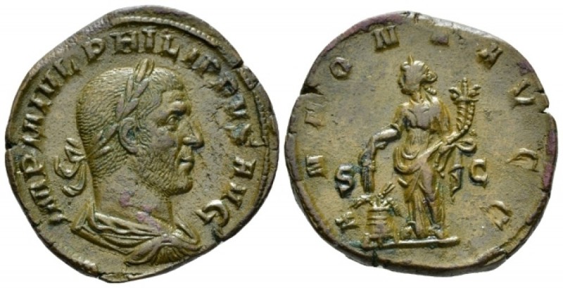 Philip I, 244-249 Sestertius circa 244-249, Æ 29mm., 17.58g. Laureate, draped an...