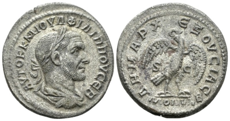 Philip I, 244-249 Tetradrachm Antioch circa 246, AR 27mm., 8.27g. Laureate, drap...